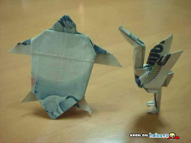 Origami - probabil ca bancnotele
valoreaza mai mult asa
