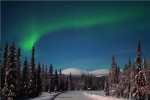 Peisaj din Laponia, cu Aurora Boreala