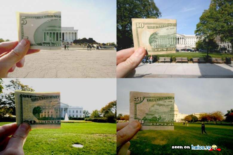 Reconstituire cu bancnote: cladirile
administratiei americane