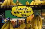 Curved yellow fruit (banana)