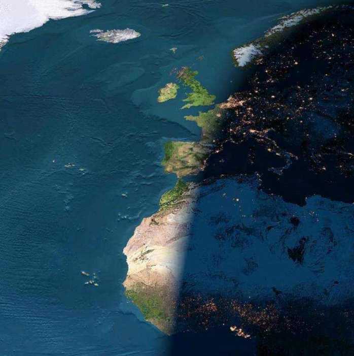 Europa si Nordul Africii... se lasa
noaptea