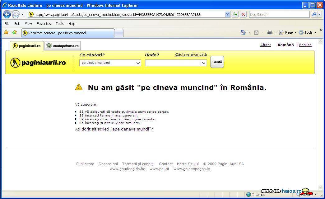 paginiaurii.ro: Nu am gasit 'pe cineva
muncind' in Romania