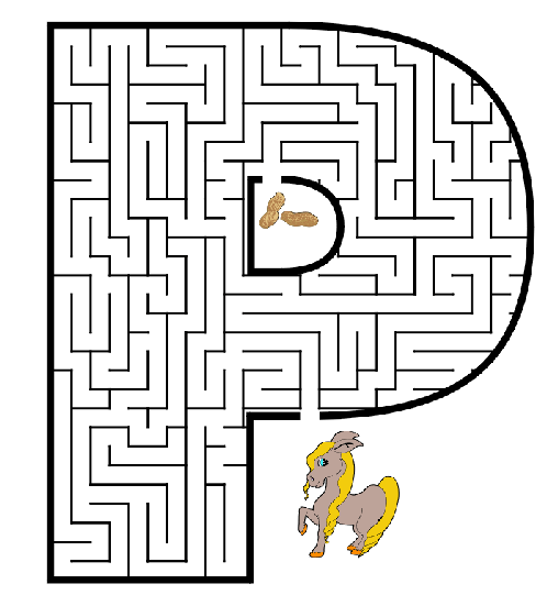 Labirint cu Litera P. Poate ajunge
poneiul la mancare?